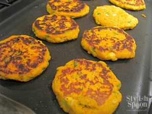 Sweet Potato Cakes with Yogurt Sauce | www.StylishSpoon.com