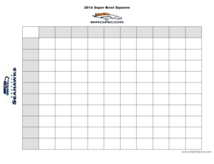 2014 Printable Super Bown Betting Squares Broncos Seahawks | StylishSpoon.com
