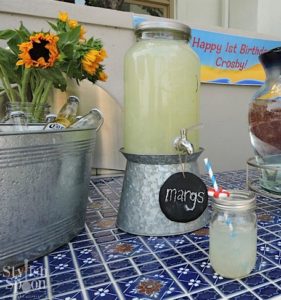 pool party theme drink dispensers margaritas